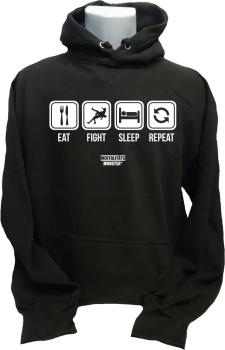 Hoodie Ringen Eat Sleep Repeat schwarz