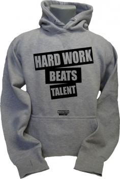 Hoodie Hard Work Beats Talent hellgrau